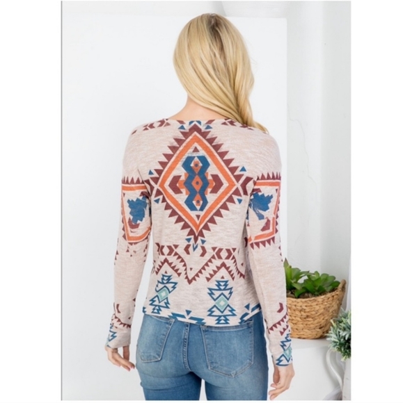 Aztec Print Long Sleeved Top 💖2 left! - Picture 3 of 6